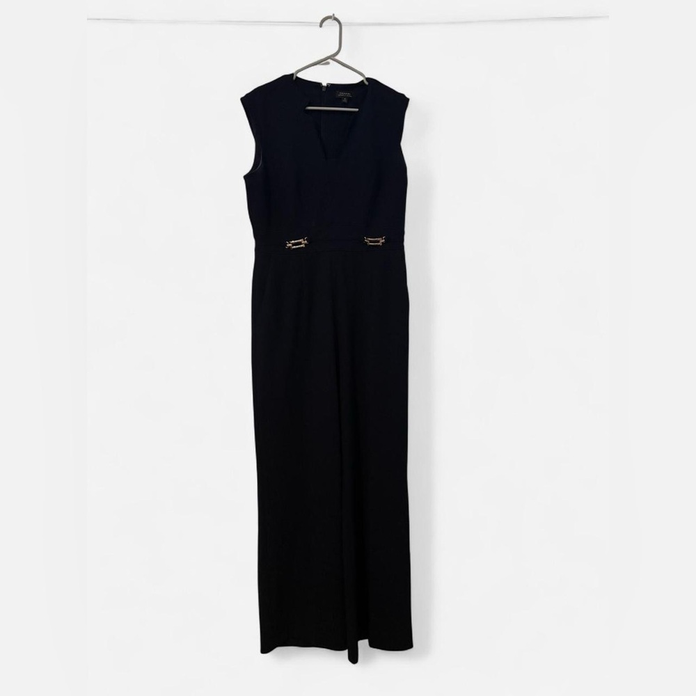 Black Tahari Size 10 Jumpsuit with Gold Details